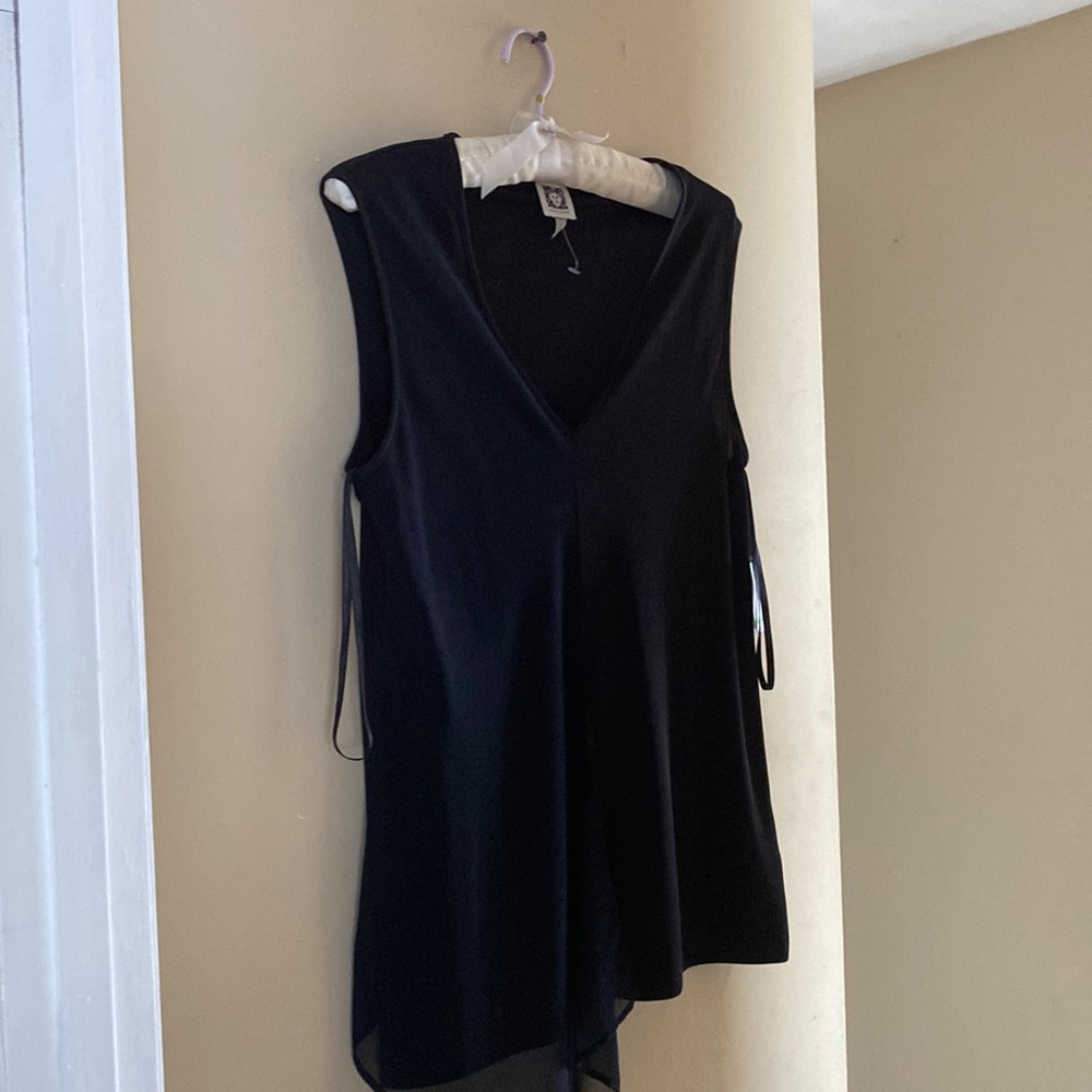Anne Klein Womens Black asymmetrical Shirt Never worn with tags. Size 8.